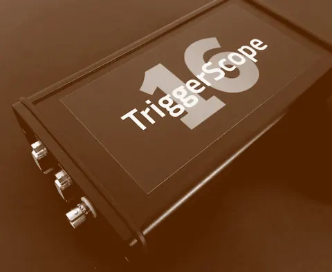 A Triggerscope 16 controller, packed and ready to ship